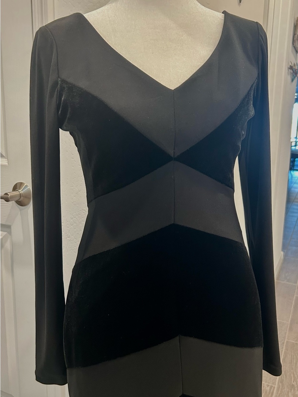 Ralph Lauren Black Long-Sleeve V-Neck Panel Dress